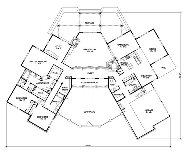 Country Floor Plan - Main Floor Plan #140-159