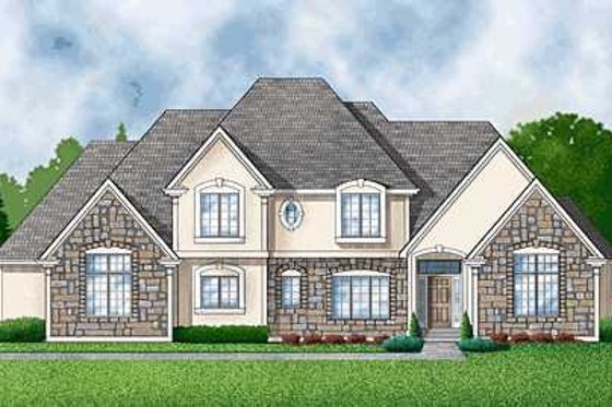 Exterior - Front Elevation for European House Plan #67-238 - 4 bed, 4 bath