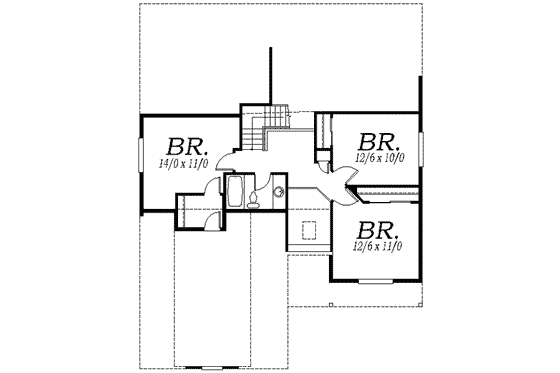Floor Plan - Upper Floor for Traditional House Plan #130-142 - 4 bed, 2.5 bath