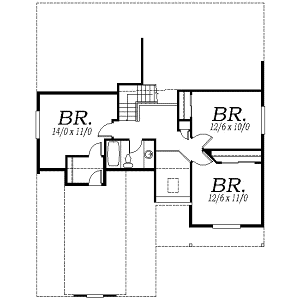 Traditional Floor Plan - Upper Floor Plan #130-142