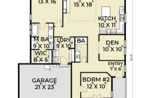 Floor Plan - Main Floor for Craftsman House Plan #1070-27 - 3 bed, 2 bath