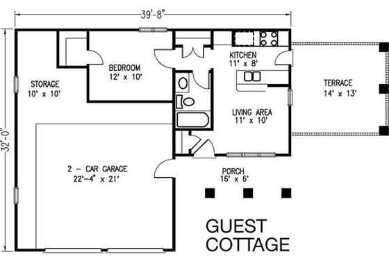 Floor Plan - Other Floor for Bungalow House Plan #410-101 - 2 bed, 3 bath