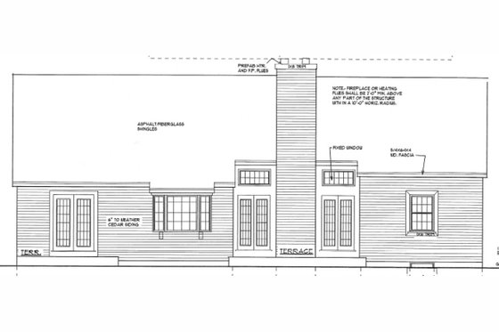 Exterior - Rear Elevation for Traditional House Plan #3-131 - 3 bed, 2 bath