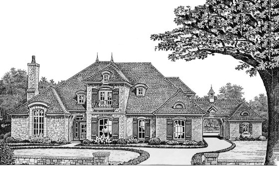 Exterior - Front Elevation for European House Plan #310-431 - 4 bed, 4 bath