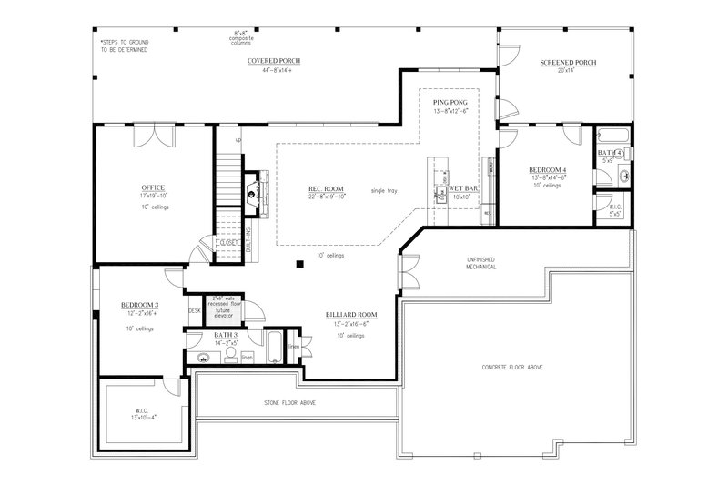 Architectural House Design - Floor Plan - Lower Floor for Craftsman House Plan #437-142 - 4 bed, 4.5 bath