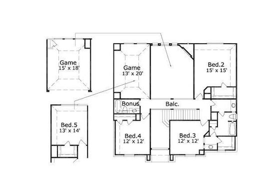 Floor Plan - Upper Floor for Traditional House Plan #411-221 - 4 bed, 2 bath