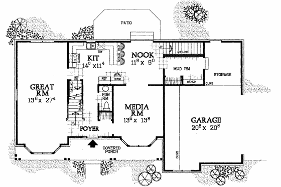 Floor Plan - Main Floor for Traditional House Plan #72-480 - 4 bed, 2.5 bath
