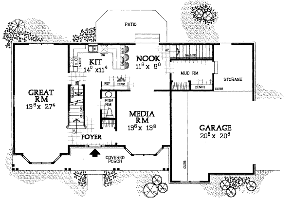 House Blueprint - Traditional Floor Plan - Main Floor Plan #72-480