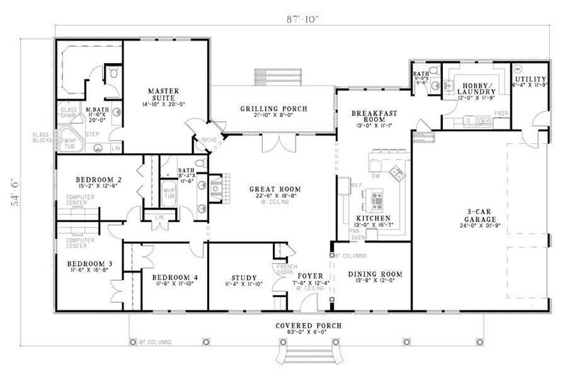Dream House Plan - Floor Plan - Main Floor for Southern House Plan #17-638 - 4 bed, 2.5 bath