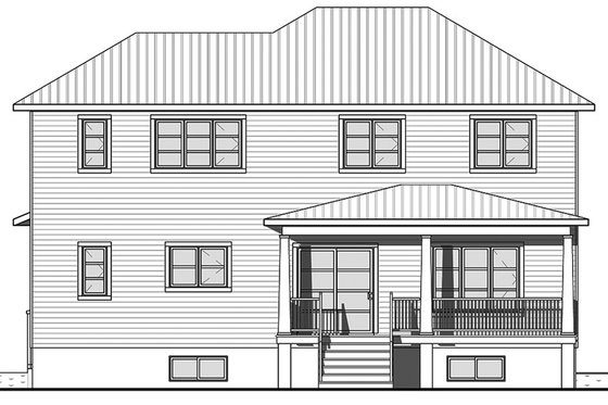 Exterior - Rear Elevation for Craftsman House Plan #23-2704 - 4 bed, 2.5 bath