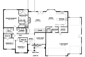 Floor Plan - Main Floor for Farmhouse House Plan #1060-47 - 3 bed, 2.5 bath