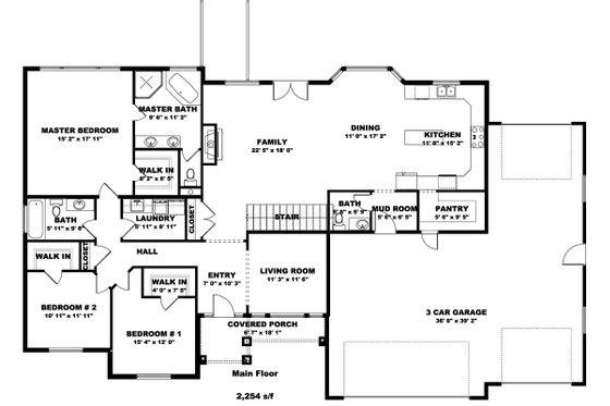 Floor Plan - Main Floor for Farmhouse House Plan #1060-47 - 3 bed, 2.5 bath