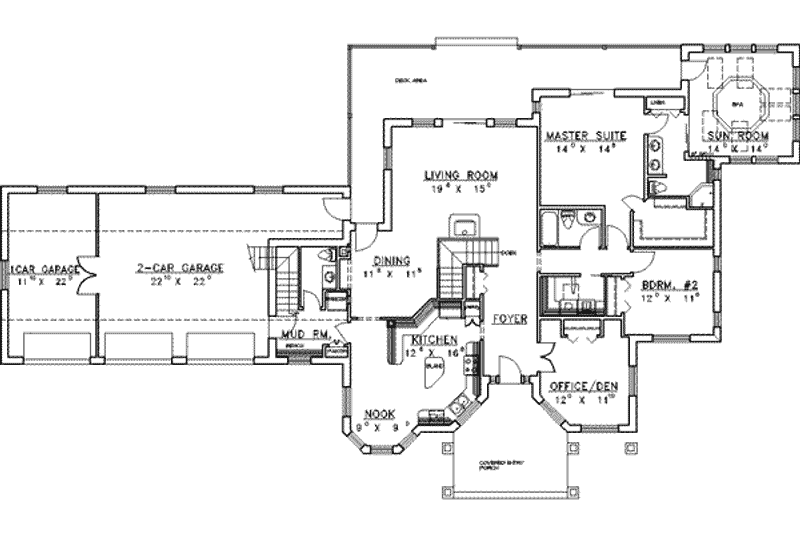 Home Plan - Floor Plan - Main Floor for Traditional House Plan #117-155 - 3 bed, 4 bath
