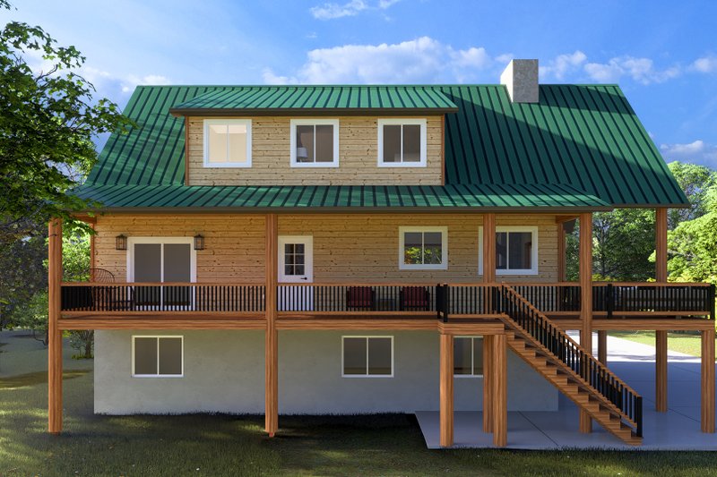 House Blueprint - Exterior - Rear Elevation for Cabin House Plan #1060-190 - 4 bed, 2.5 bath