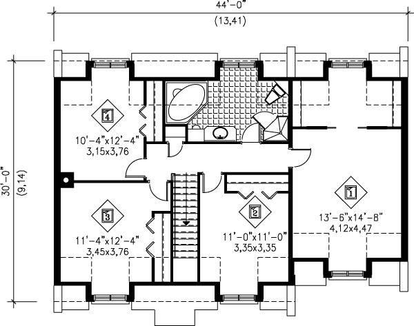Traditional Floor Plan - Upper Floor Plan #25-244