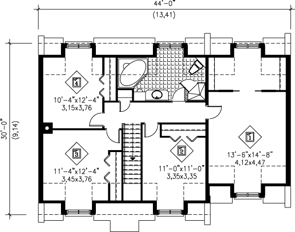 Home Plan - Traditional Floor Plan - Upper Floor Plan #25-244