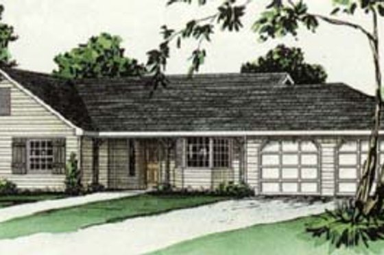 Exterior - Front Elevation for Traditional House Plan #16-110 - 3 bed, 2 bath