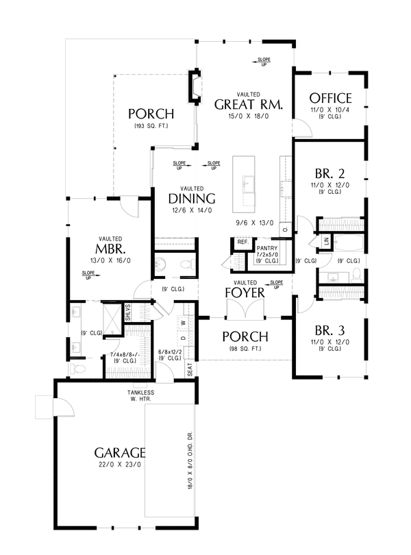 Home Plan - Floor Plan - Main Floor for Contemporary House Plan #48-1233 - 3 bed, 2.5 bath