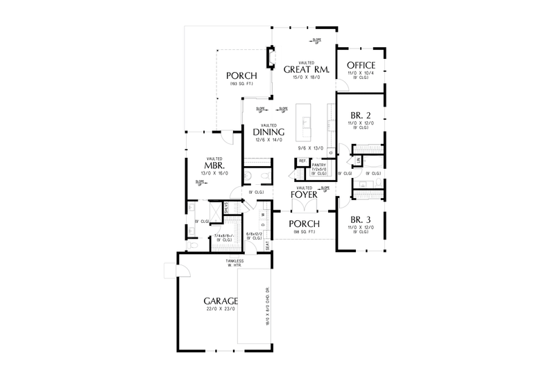Home Plan - Floor Plan - Main Floor for Contemporary House Plan #48-1233 - 3 bed, 2.5 bath