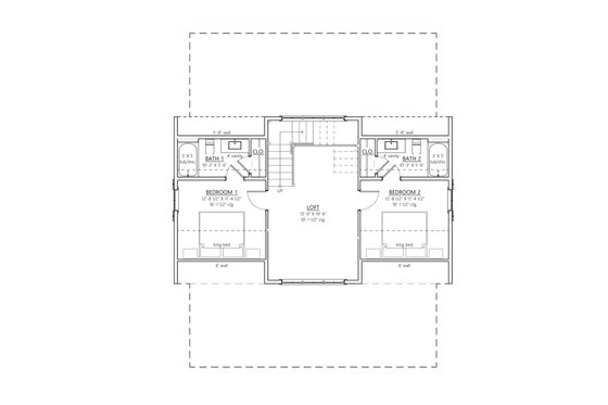 Floor Plan - Upper Floor for Craftsman House Plan #1094-27 - 2 bed, 2 bath
