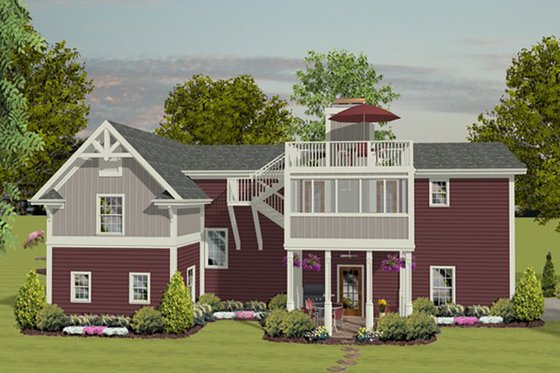 Craftsman, Rear Elevation, RV Garage
