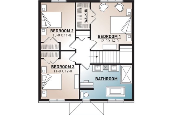 Floor Plan - Upper Floor for Traditional House Plan #23-2703 - 4 bed, 1.5 bath