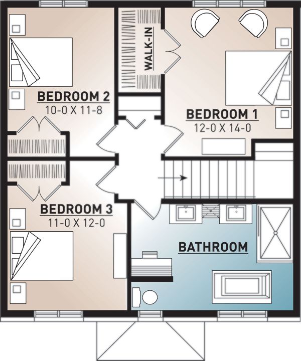 House Blueprint - Traditional Floor Plan - Upper Floor Plan #23-2703