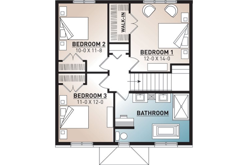 House Blueprint - Floor Plan - Upper Floor for Traditional House Plan #23-2703 - 4 bed, 1.5 bath