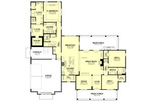 Floor Plan - Main Floor for Farmhouse House Plan #430-191 - 3 bed, 2.5 bath