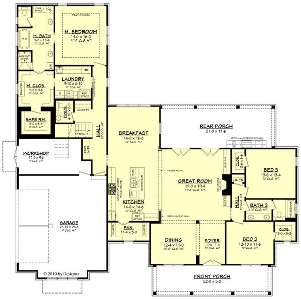 Farmhouse Style House Plan 3 Beds 2 5 Baths 2652 Sq Ft Plan 430