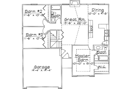 Floor Plan - Main Floor for Ranch House Plan #31-110 - 4 bed, 3 bath