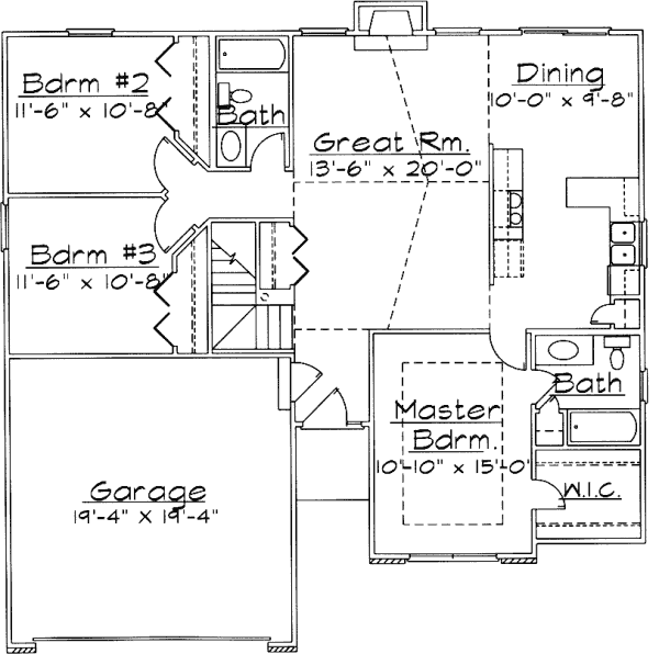 House Blueprint - Ranch Floor Plan - Main Floor Plan #31-110