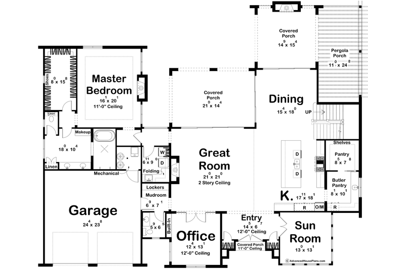 House Blueprint - Floor Plan - Main Floor for Beach House Plan #455-765 - 4 bed, 4.5 bath