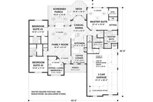 Floor Plan - Main Floor for Ranch House Plan #56-574 - 4 bed, 3.5 bath