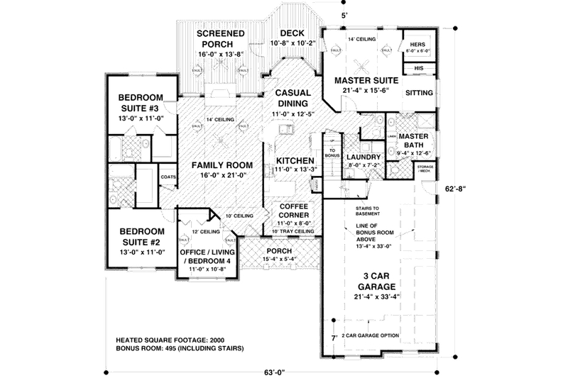 Dream House Plan - Floor Plan - Main Floor for Ranch House Plan #56-574 - 4 bed, 3.5 bath