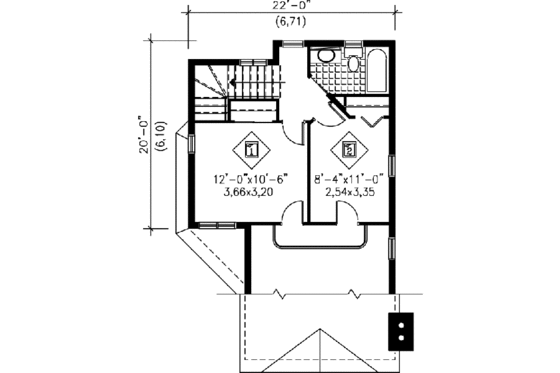Floor Plan - Upper Floor House Plan #25-2294 - 2 bed, 2 bath