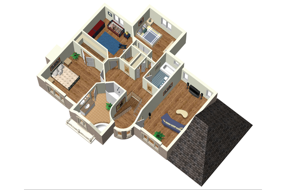 Floor Plan - Upper Floor 1 for European House Plan #25-4710 - 3 bed, 2 bath