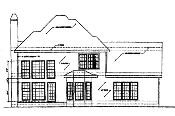 Exterior - Rear Elevation for Southern House Plan #129-141 - 3 bed, 2.5 bath
