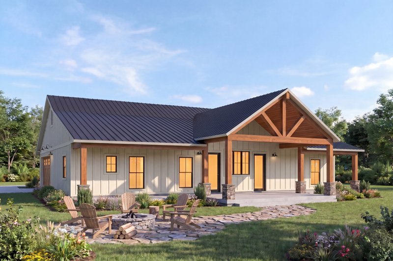 House Design - Exterior - Rear Elevation for Farmhouse House Plan #1074-140 - 4 bed, 3 bath