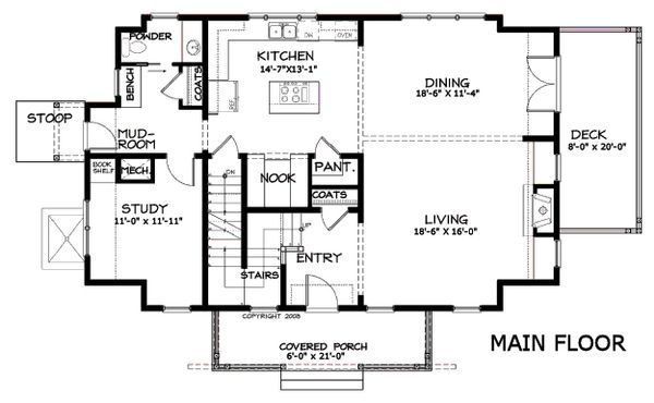 Dream House Plan - Craftsman Floor Plan - Main Floor Plan #434-5
