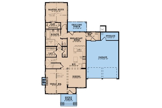 Floor Plan - Main Floor for Cottage House Plan #923-316 - 3 bed, 2.5 bath