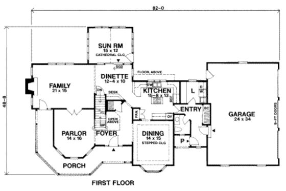 Floor Plan - Main Floor for Victorian House Plan #328-143 - 3 bed, 2.5 bath