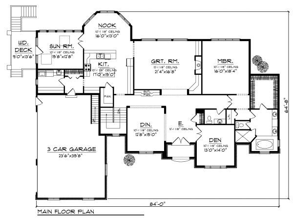 Architectural House Design - European Floor Plan - Main Floor Plan #70-889