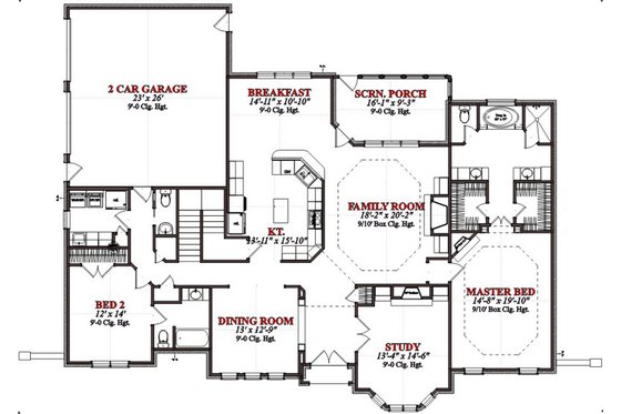 Floor Plan - Main Floor for European House Plan #63-212 - 4 bed, 3.5 bath