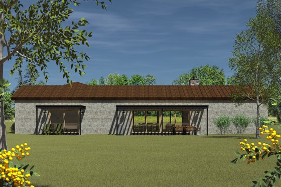 Exterior - Rear Elevation for Ranch House Plan #933-19 - 3 bed, 4 bath
