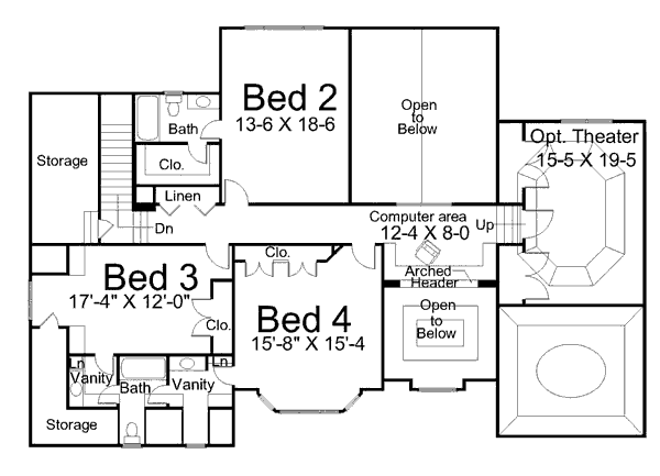 House Plan Design - European Floor Plan - Upper Floor Plan #119-296