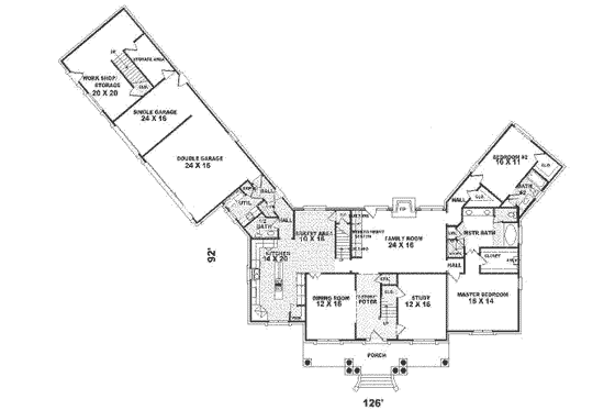 Floor Plan - Main Floor for Colonial House Plan #81-389 - 4 bed, 3.5 bath