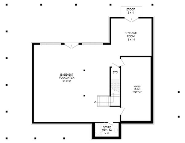 House Blueprint - Southern Floor Plan - Lower Floor Plan #932-816