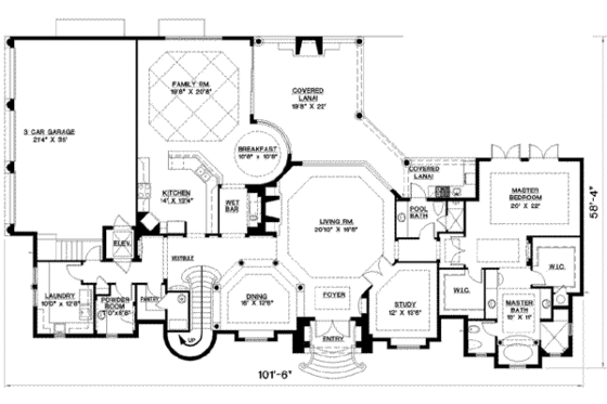 Floor Plan - Main Floor for European House Plan #27-269 - 4 bed, 5.5 bath