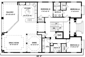 Floor Plan - Main Floor for Mediterranean House Plan #27-218 - 4 bed, 3 bath